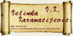 Velinka Karamatijević vizit kartica
